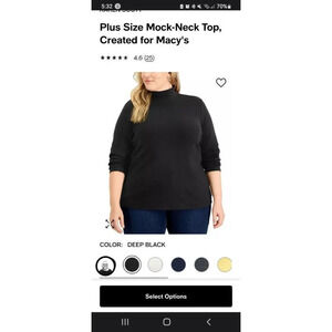 KAREN SCOTT
Plus Size Black 2X Mock-Neck Top Created for Macy's